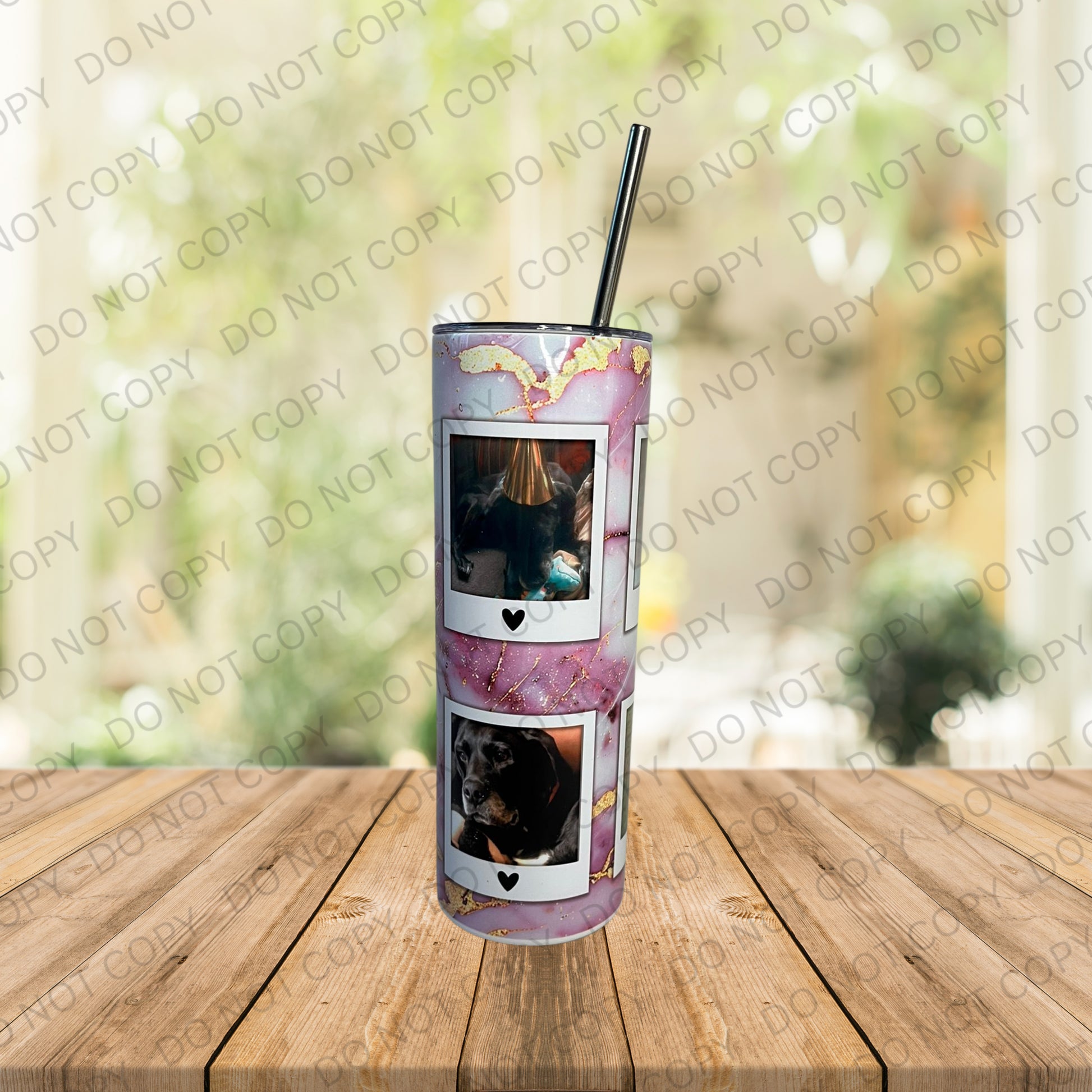 Personalised 20oz Purple Marble Tumbler  Custom Photo Keepsake
