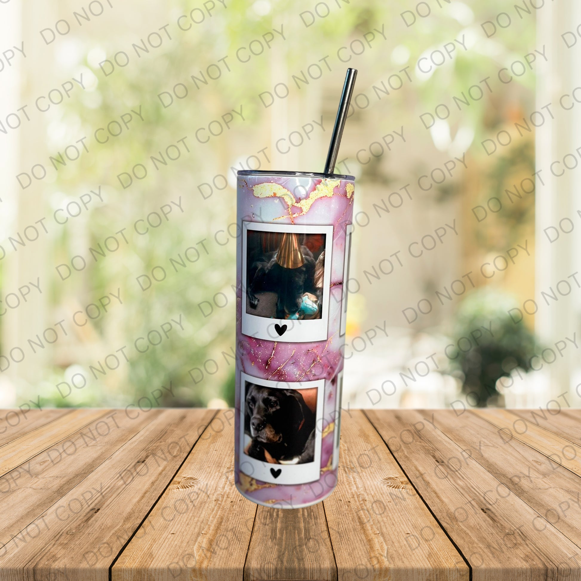 Personalised 20oz Purple Marble Tumbler  Custom Photo Keepsake