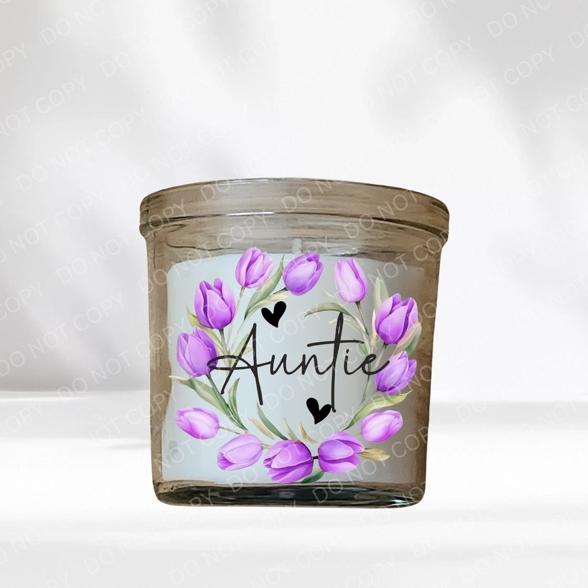 Purple UVDTF Tulip Family Name Candle