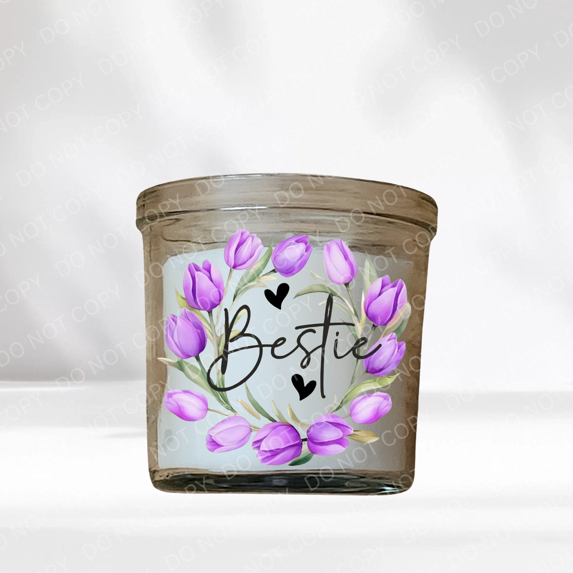 Purple UVDTF Tulip Family Name Candle