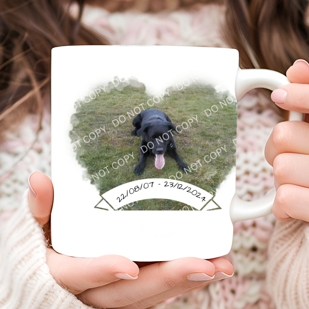 Pet Memorial Mug – 11oz Ceramic – 2 Photos + Infinity Symbol – Custom Pet Tribute