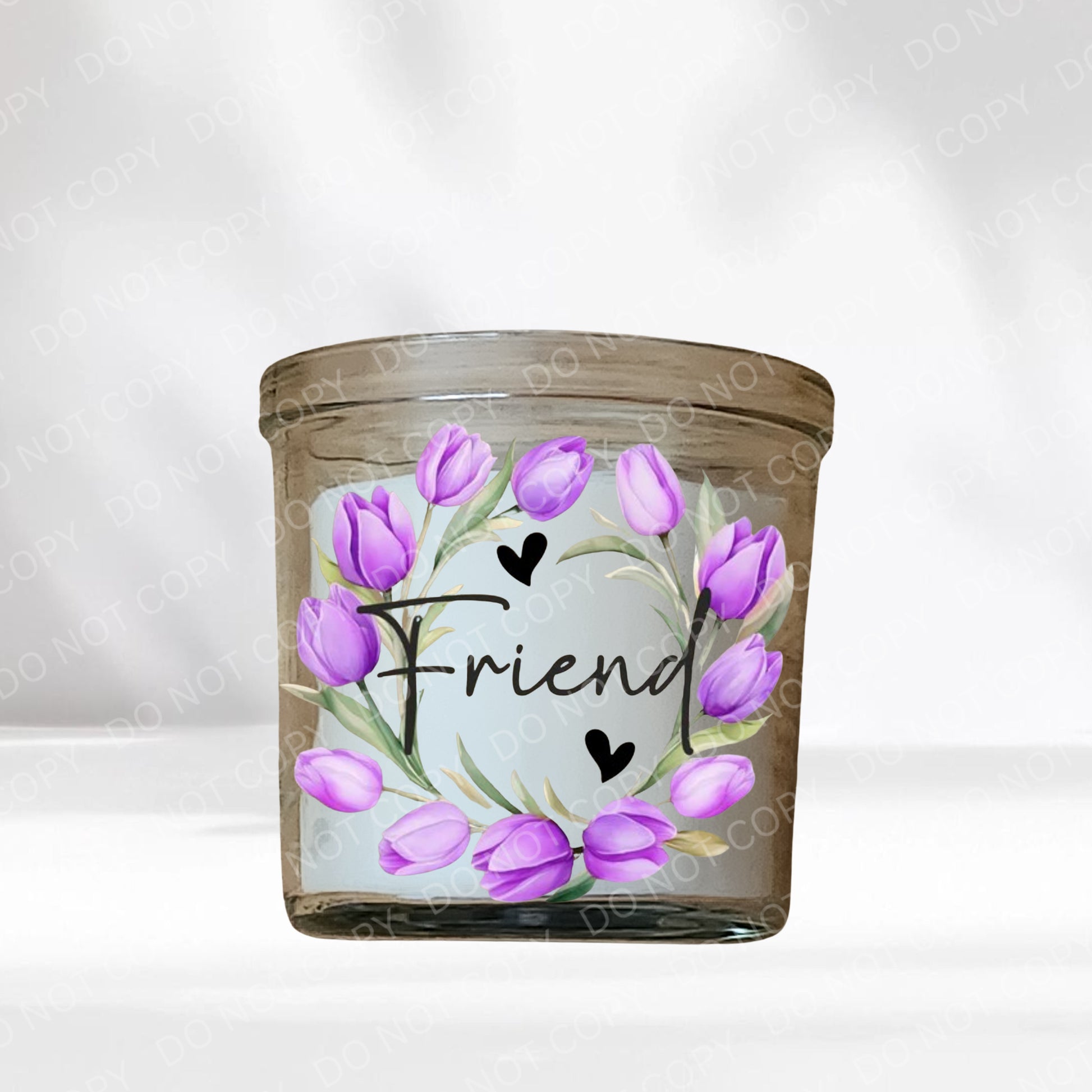 Purple UVDTF Tulip Family Name Candle