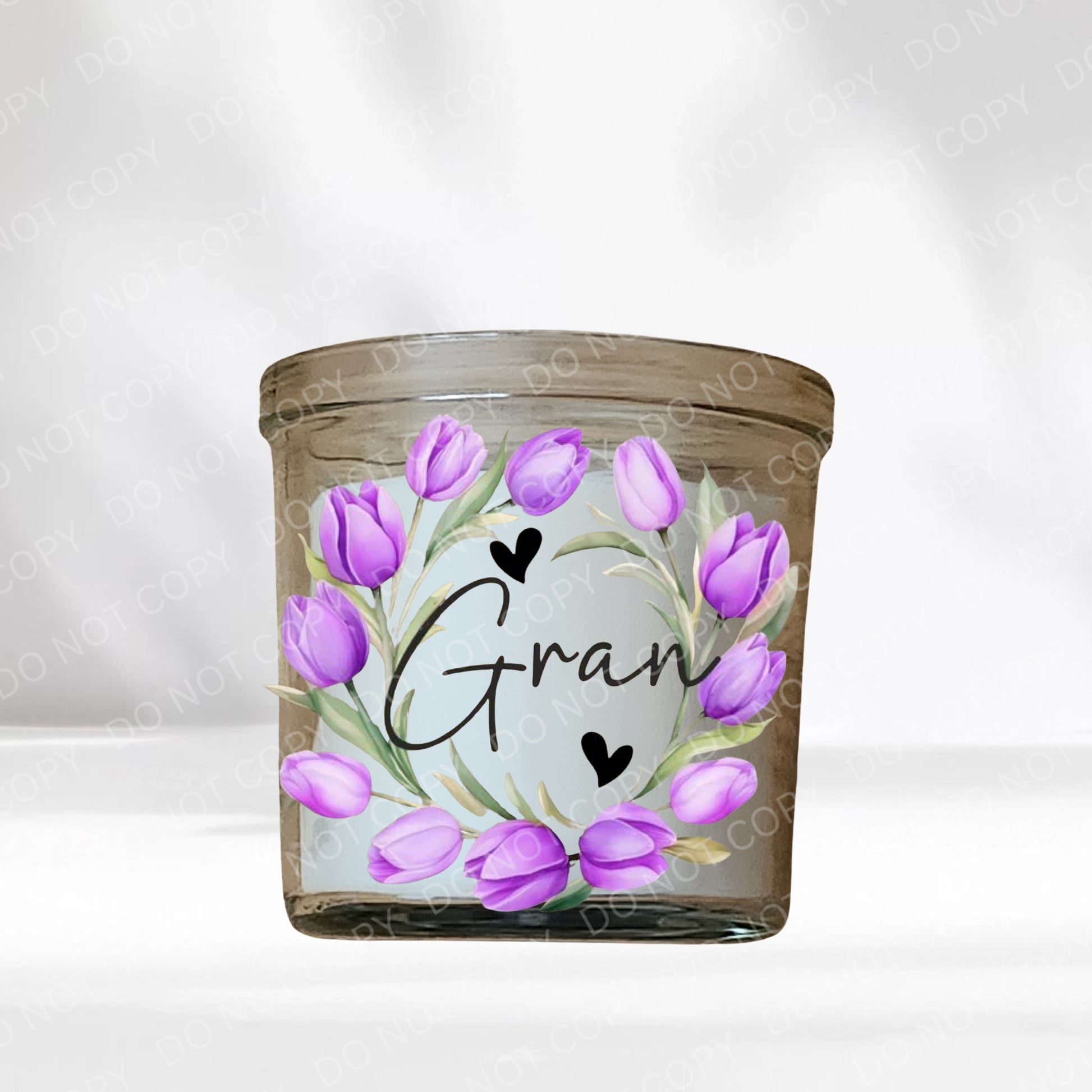 Purple UVDTF Tulip Family Name Candle