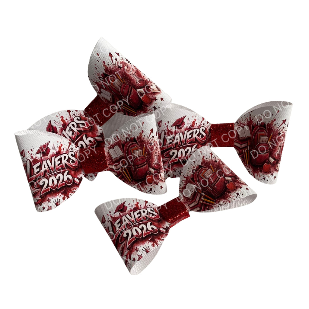 Leavers 2026 Hair Bow – 4" Printed Cotton Canvas (Red, Blue or Green)