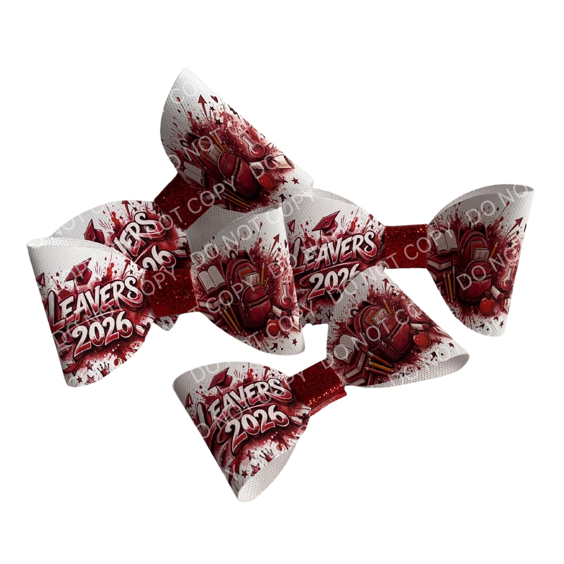 Leavers 2026 Hair Bow – 4" Printed Cotton Canvas (Red, Blue or Green)