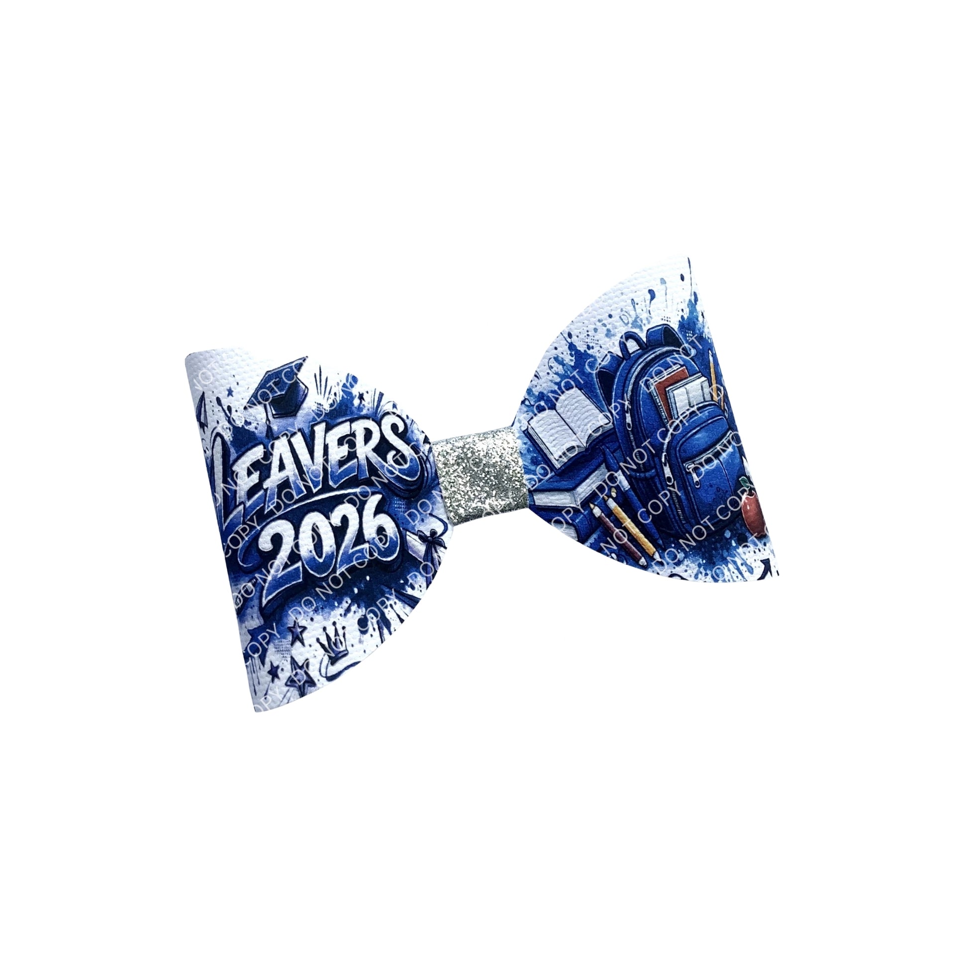 Leavers 2026 Hair Bow – 4" Printed Cotton Canvas (Red, Blue or Green)