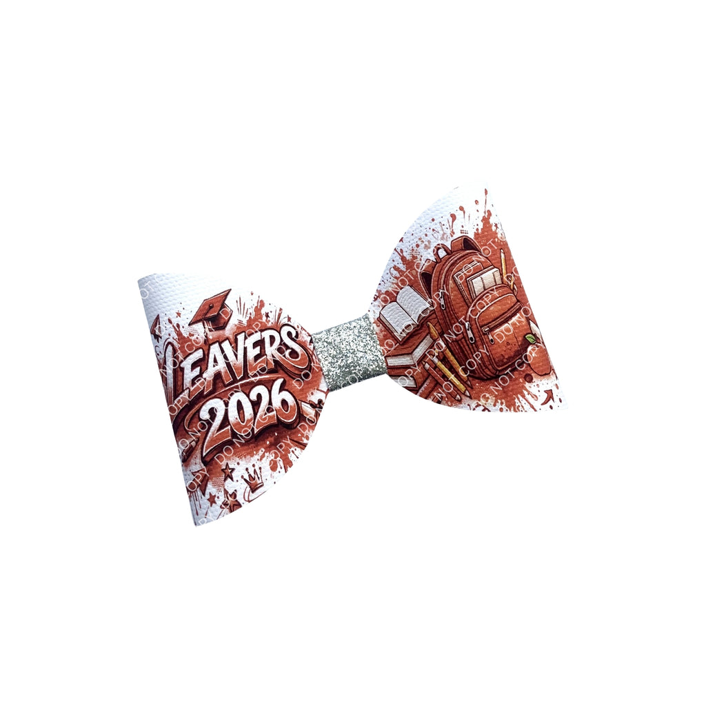 Leavers 2026 Hair Bow – 4" Printed Cotton Canvas (Red, Blue or Green)
