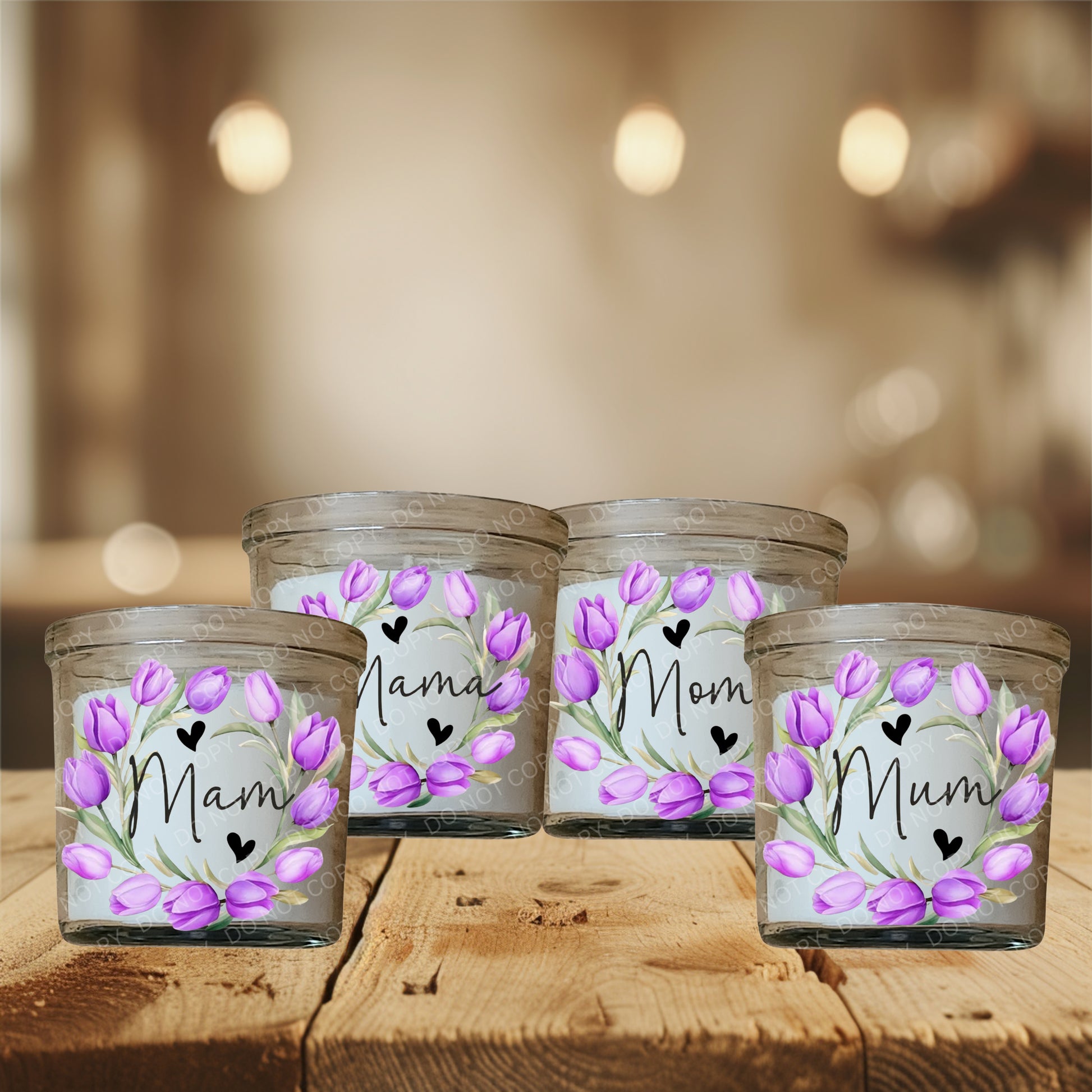 Purple UVDTF Tulip Family Name Candle