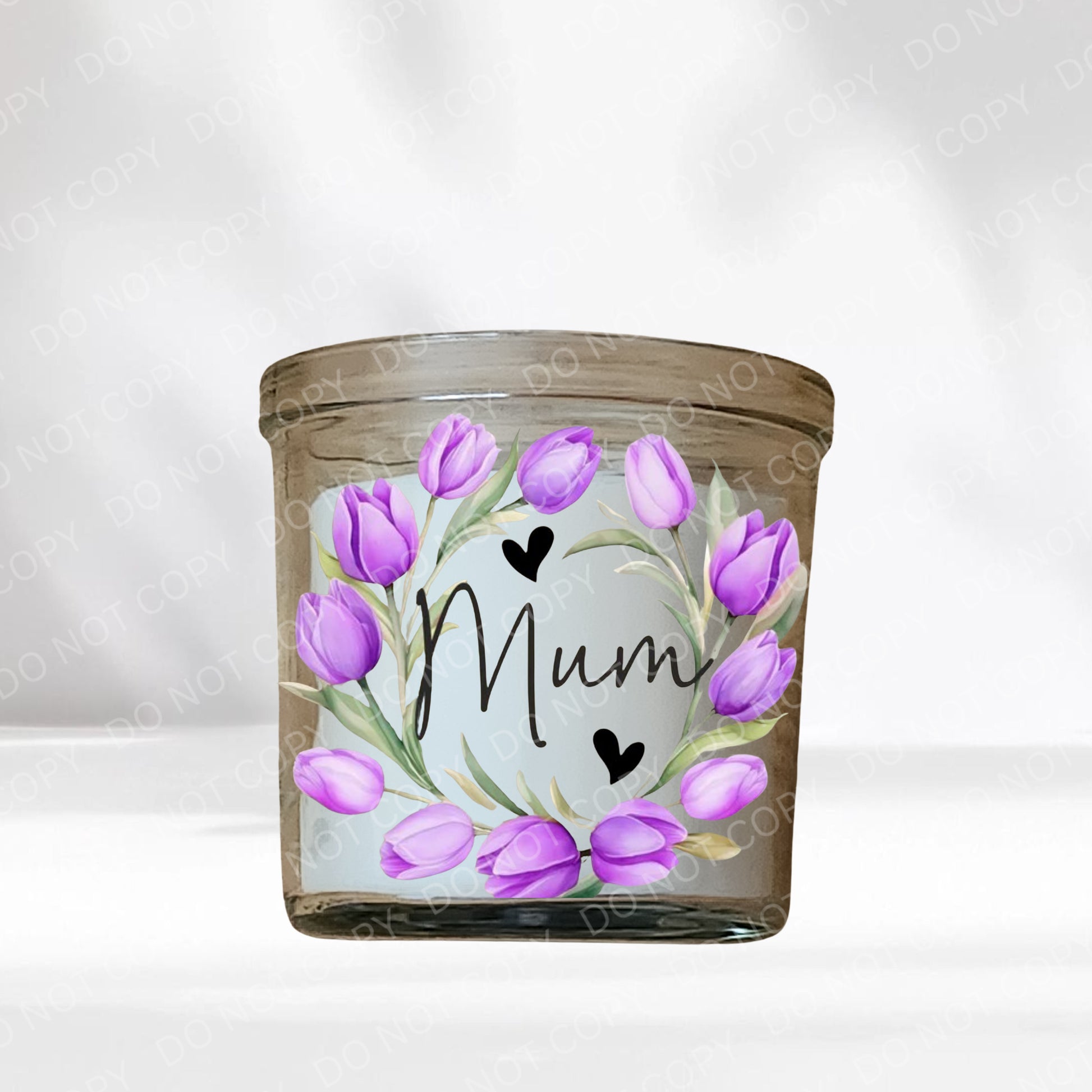 Purple UVDTF Tulip Family Name Candle