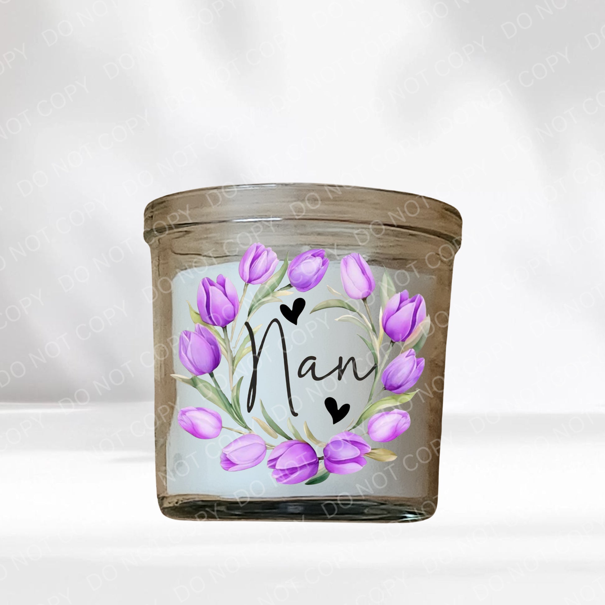 Purple UVDTF Tulip Family Name Candle