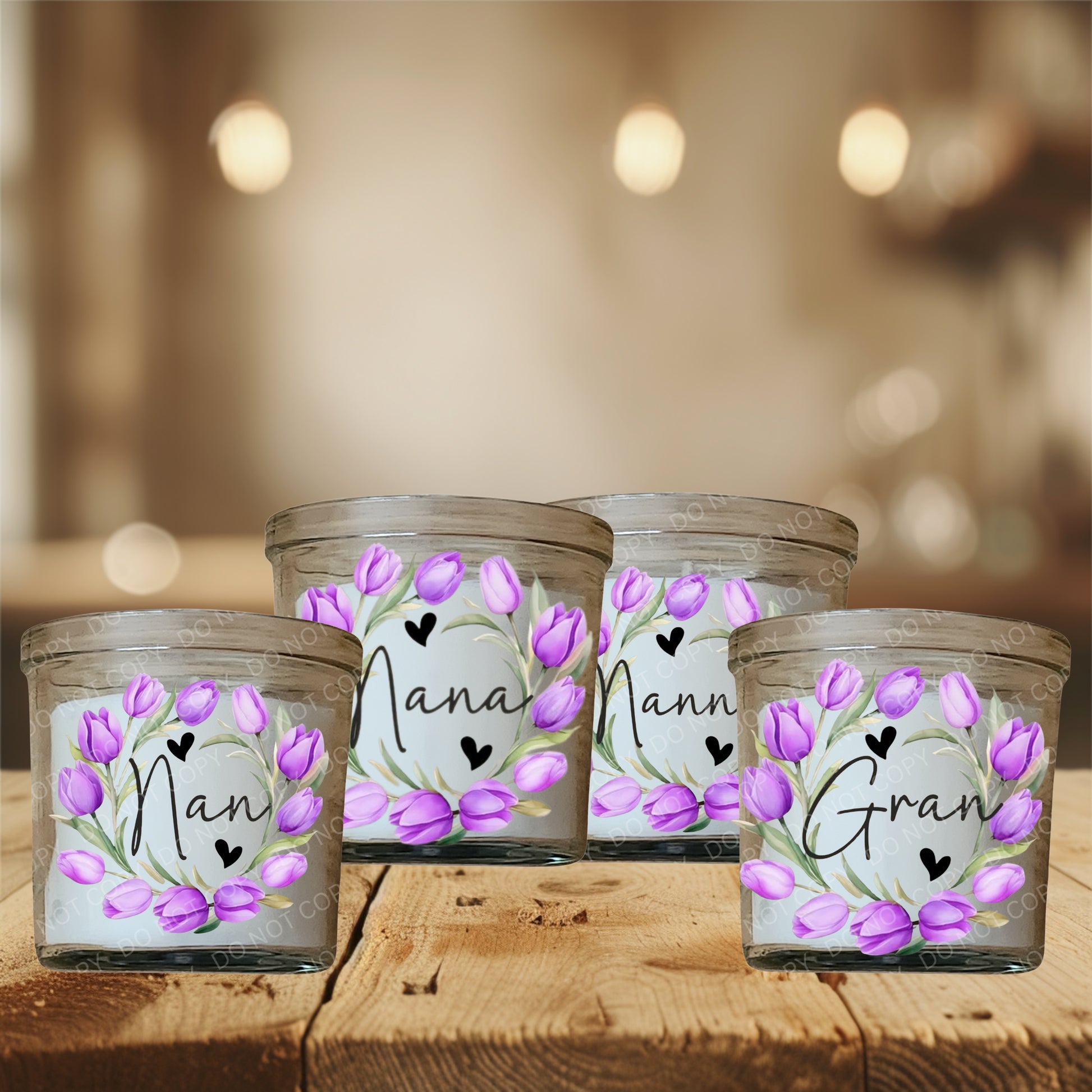 Purple UVDTF Tulip Family Name Candle