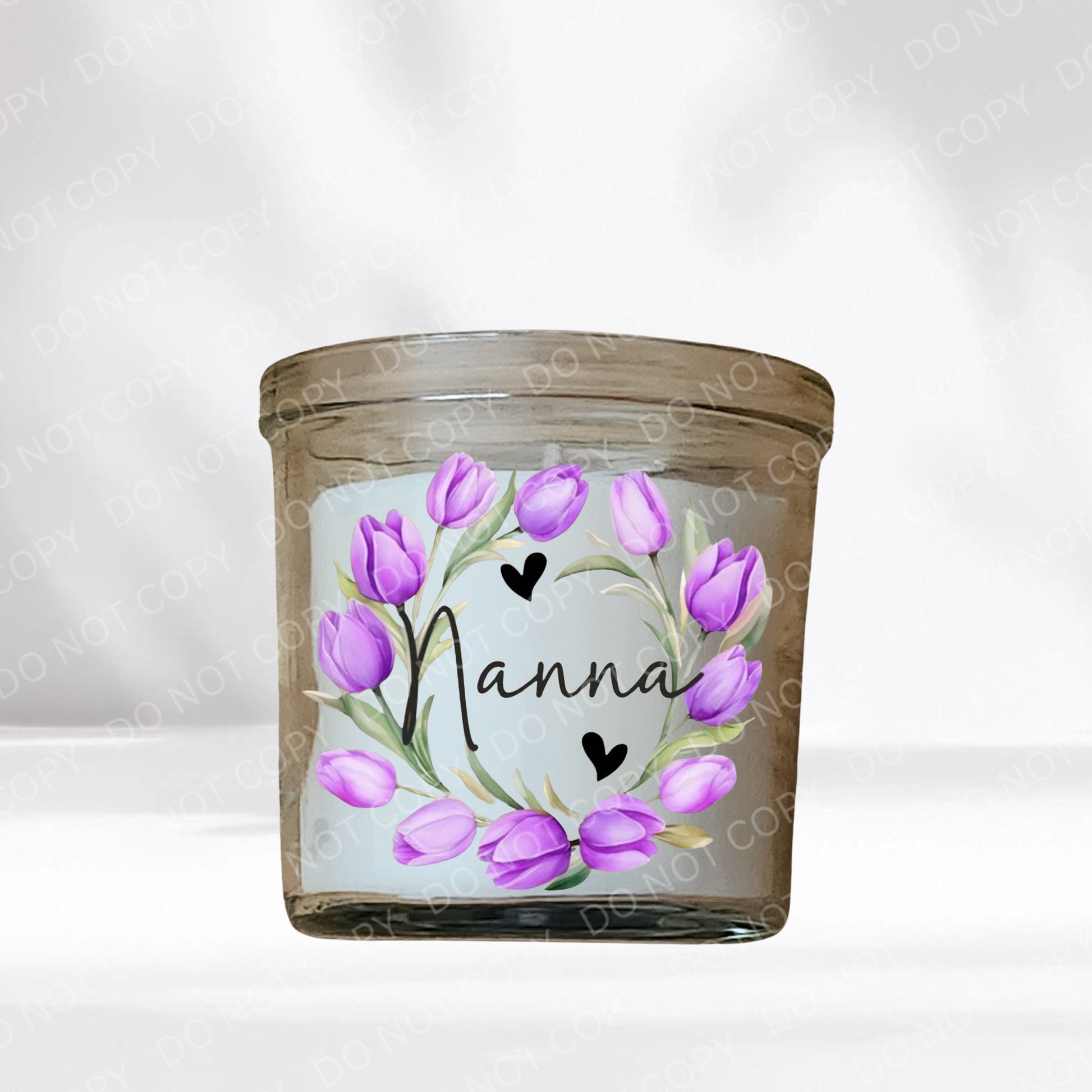 Purple UVDTF Tulip Family Name Candle