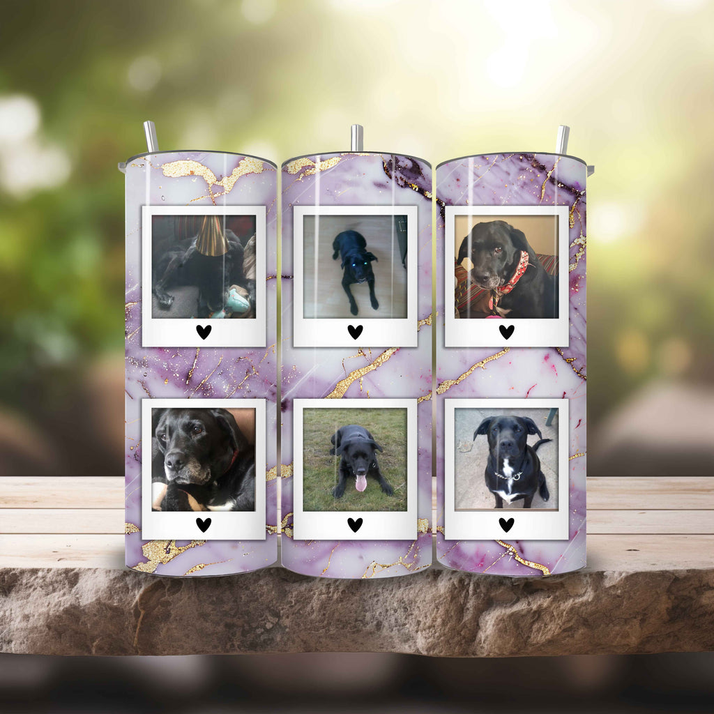 Personalised 20oz Purple Marble Tumbler  Custom Photo Keepsake