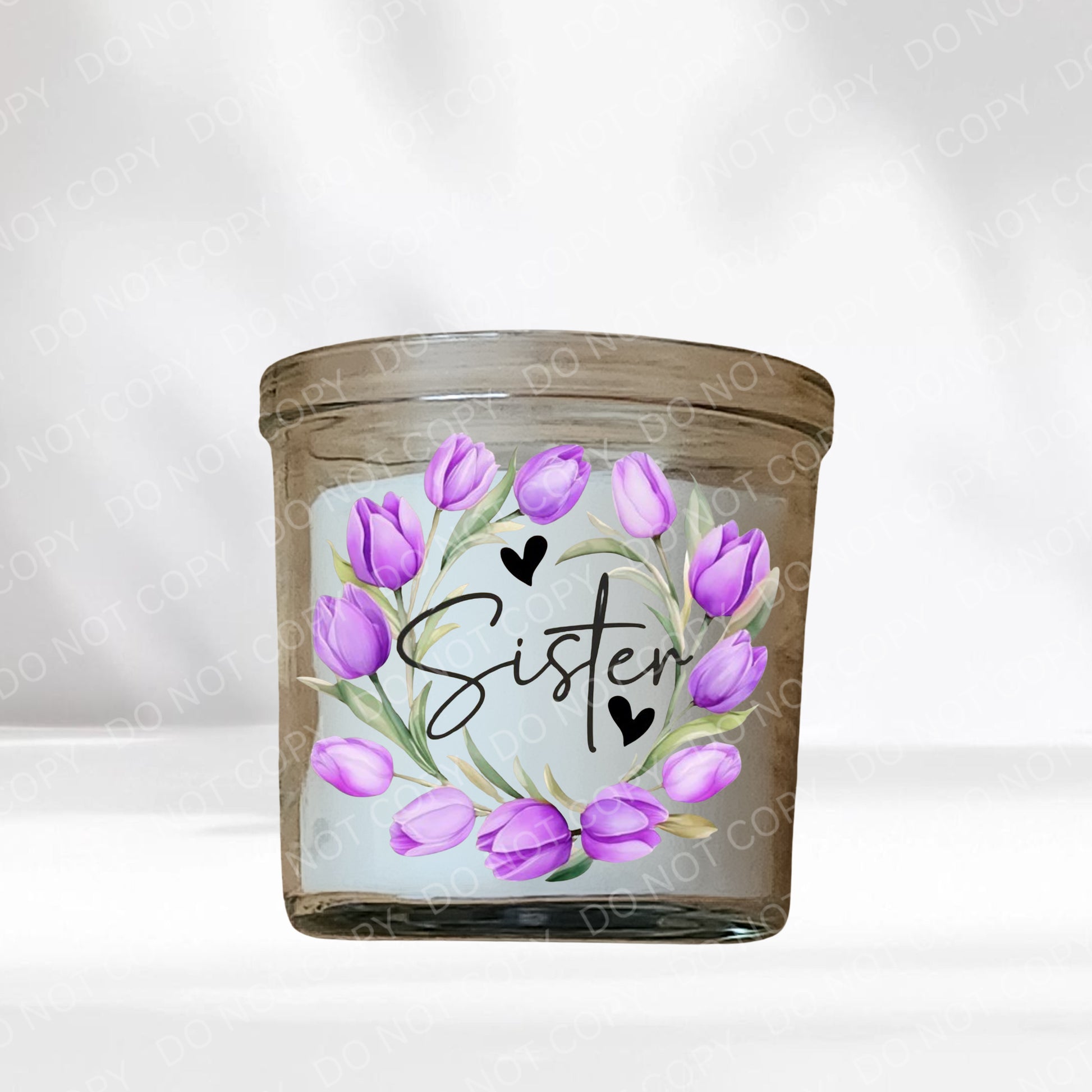 Purple UVDTF Tulip Family Name Candle