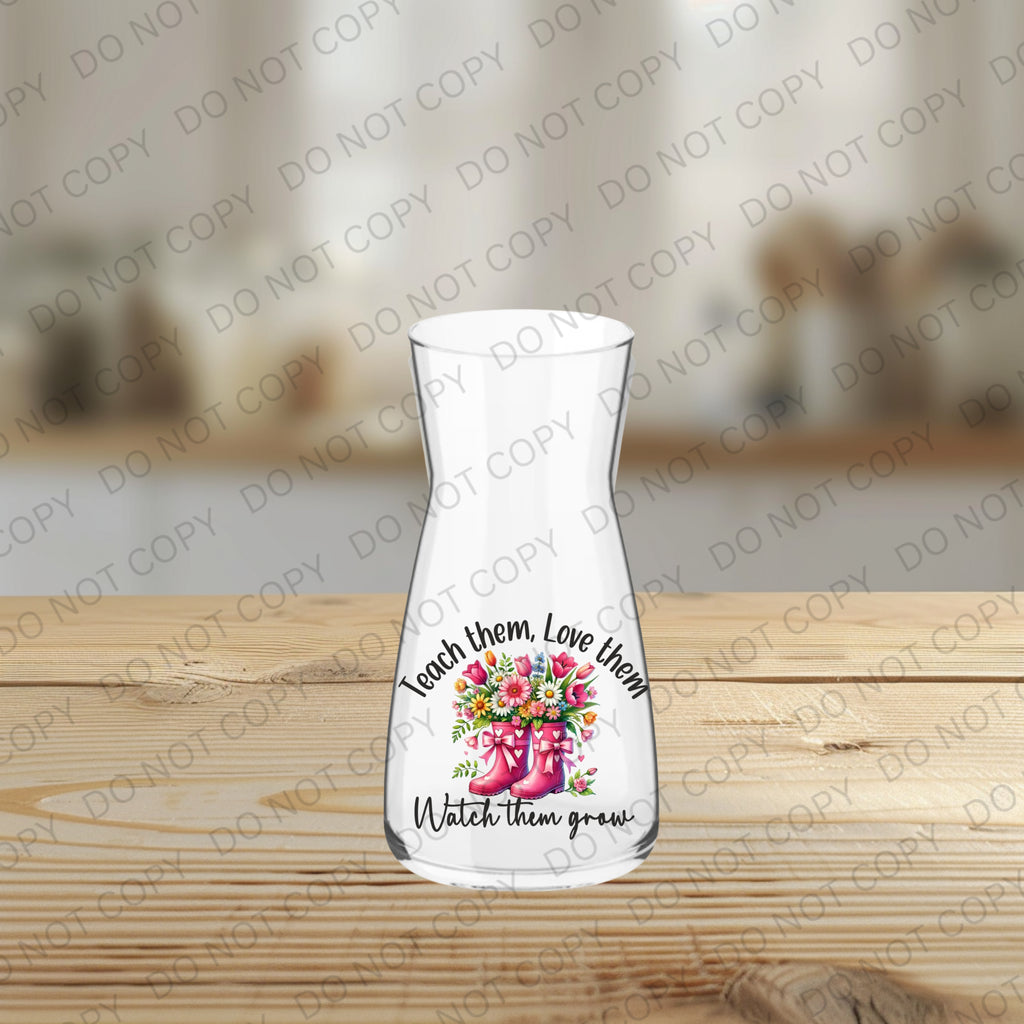 Thank You Teacher Vase – UVDTF Printed Glass Flower Vase – Teacher Appreciation Gift