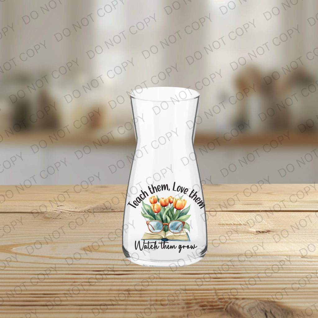 Thank You Teacher Vase – UVDTF Printed Glass Flower Vase – Teacher Appreciation Gift