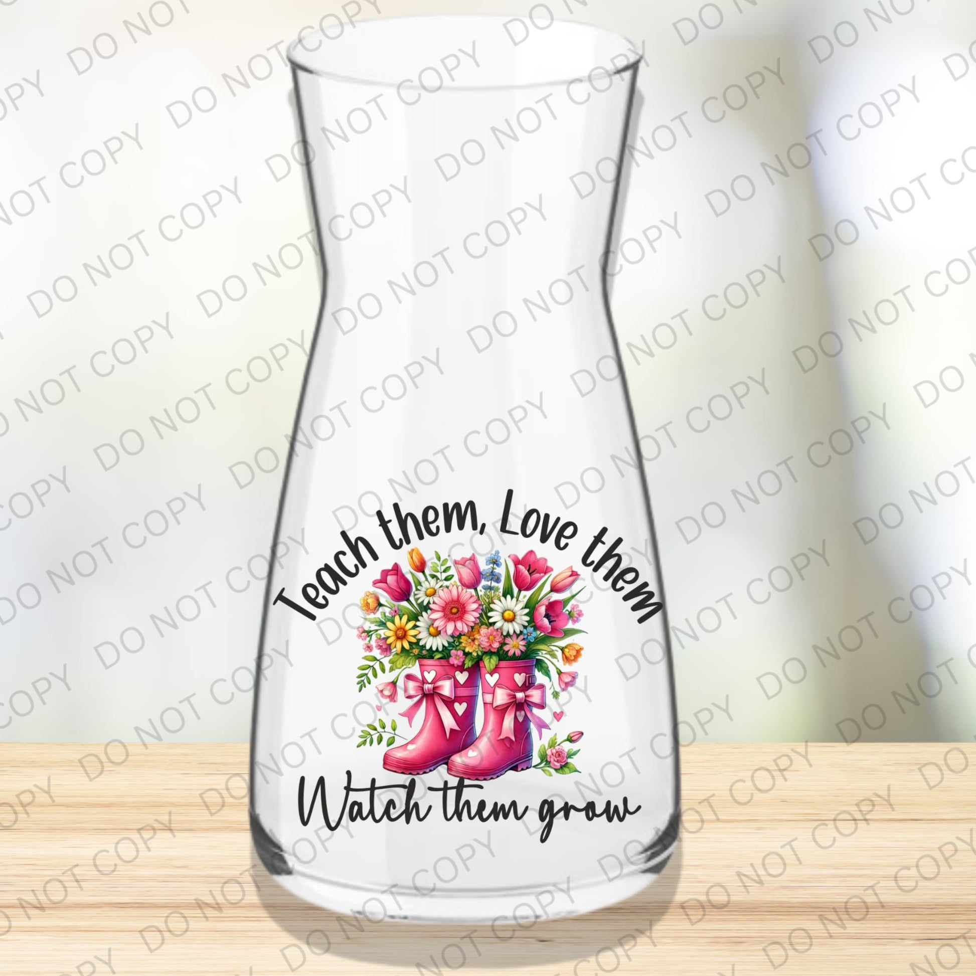 Thank You Teacher Vase – UVDTF Printed Glass Flower Vase – Teacher Appreciation Gift