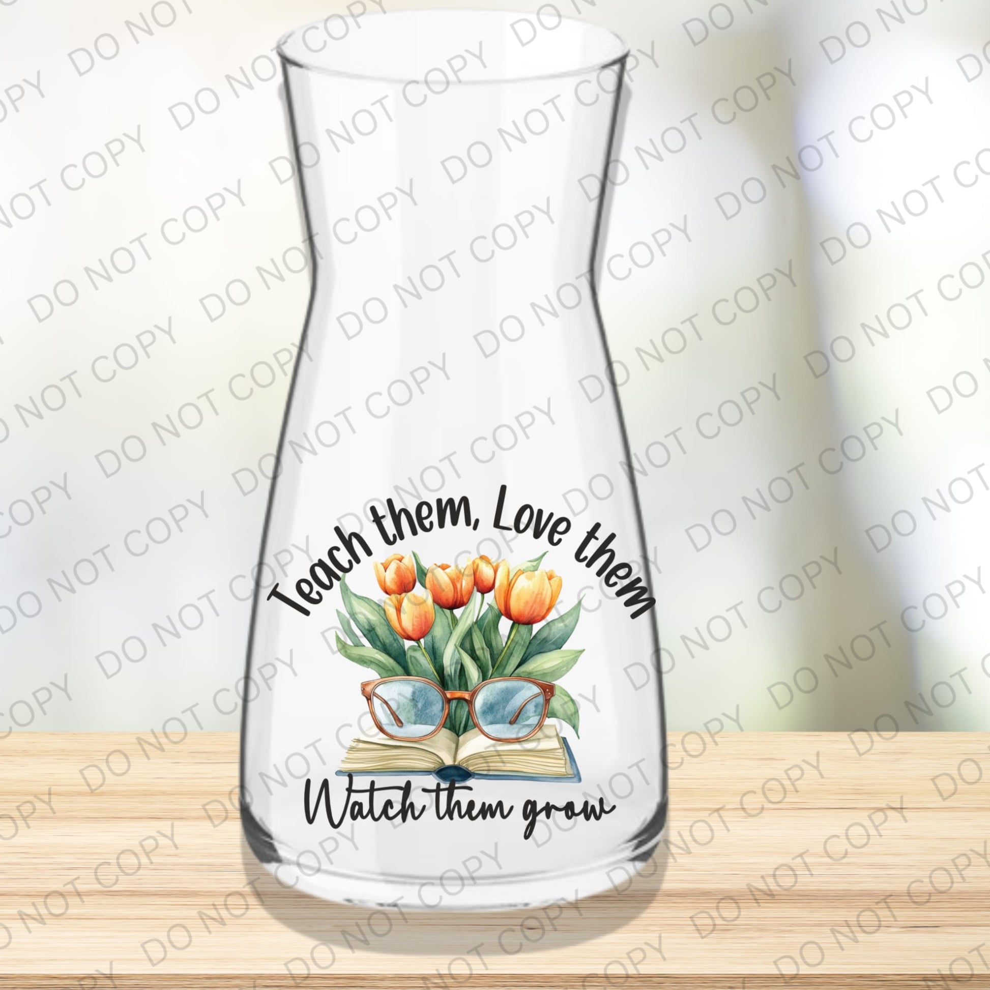 Thank You Teacher Vase – UVDTF Printed Glass Flower Vase – Teacher Appreciation Gift