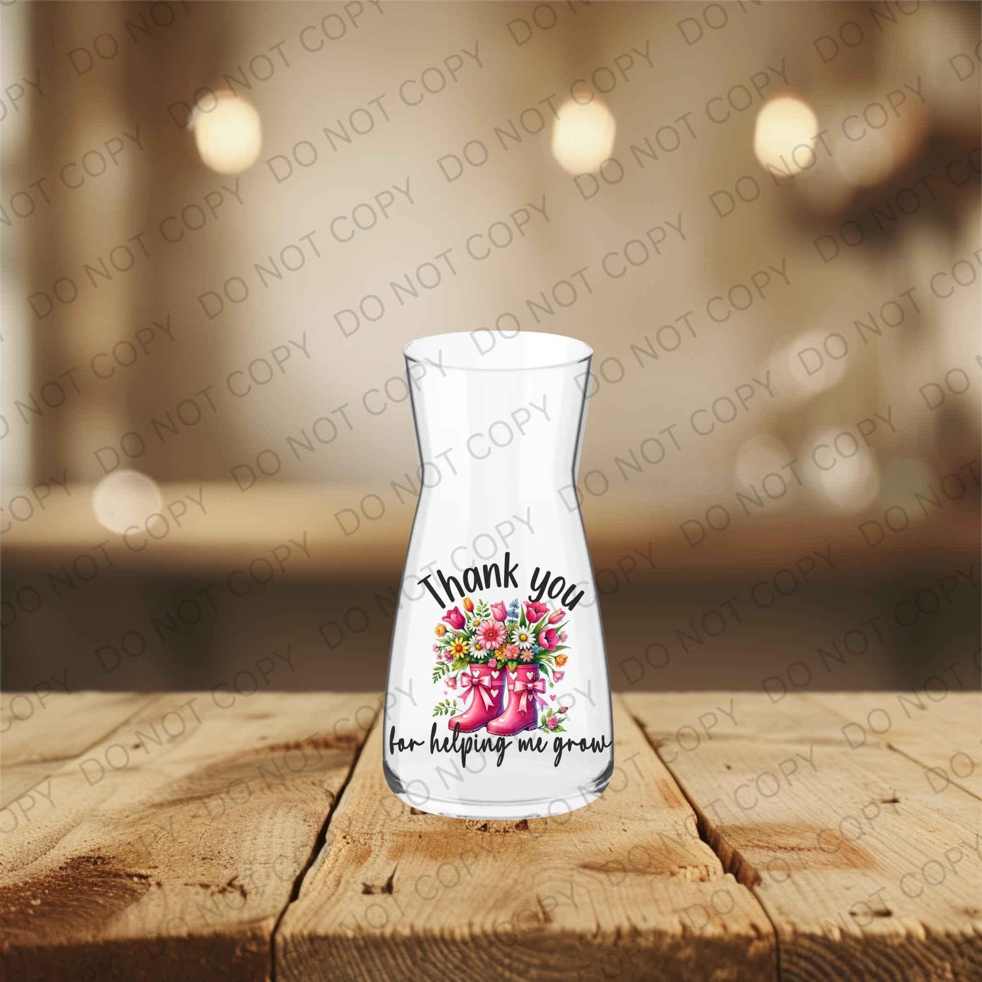 Thank You Teacher Vase – UVDTF Printed Glass Flower Vase – Teacher Appreciation Gift