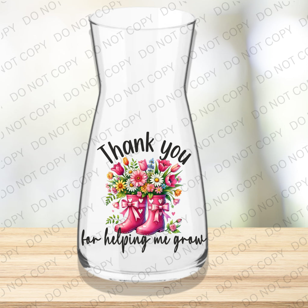 Thank You Teacher Vase – UVDTF Printed Glass Flower Vase – Teacher Appreciation Gift