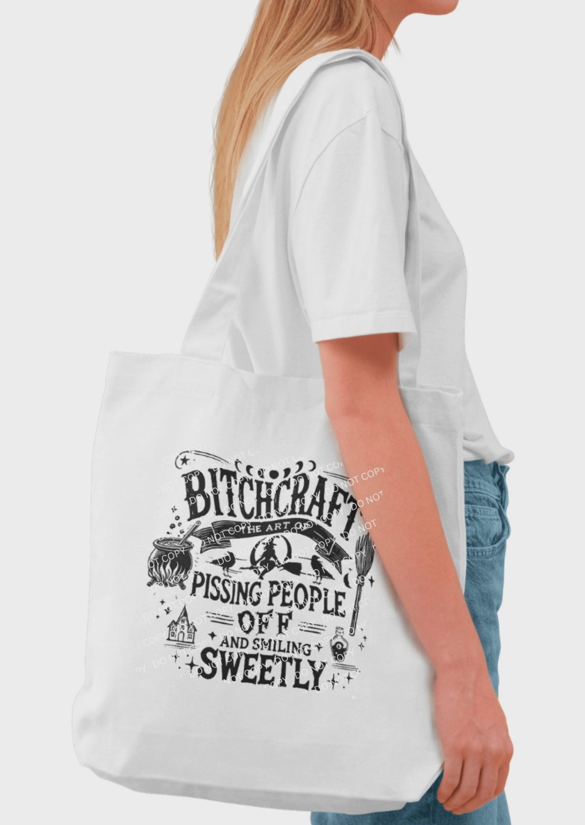 Tote Bag - "Bitchcraft” – 38 x 42 cm – 100% Polyester – Witchy Halloween Tote